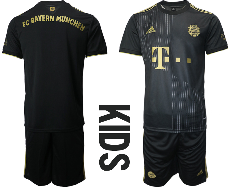 Youth 2021-2022 Club Bayern Munich away black blank Soccer Jersey->customized soccer jersey->Custom Jersey